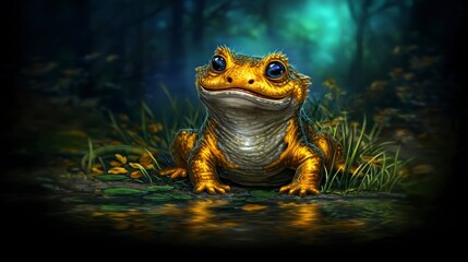 Golden Amphibian in Forest