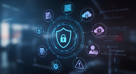 Fototapeta premium Cybersecurity Concept – Digital Protection Against Online Threats