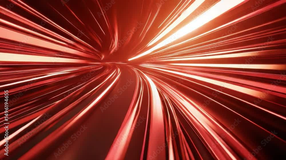 Poster abstract light trails creating dynamic movement with red and white colors in a hypnotic burst patter