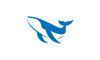 Minimalist Blue Whale Logo Design
