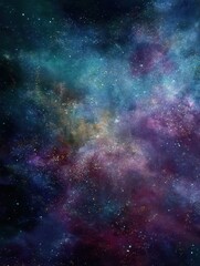 Obraz premium Abstract cosmic background filled with vibrant colors, stars, and nebulae, perfect for space-themed projects and artistic illustrations