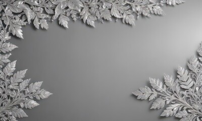 Silver leaf lace border, shimmering metallic background  ,  high-end,  decorative