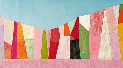 Abstract Colorful Landscape Painting.