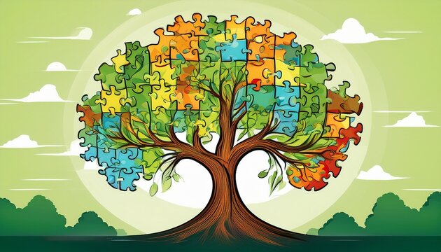 puzzle tree symbolizes growth connection with nature