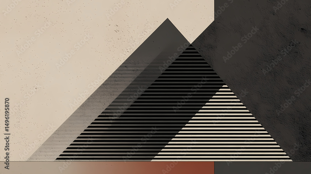 Wall mural black background with embossed 3d shape. minimalist surface with raised triangle. 3d render. minimal