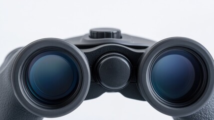 Close-up view of a pair of black binoculars.
