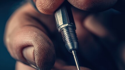 Close-up of a hand holding a precision instrument.