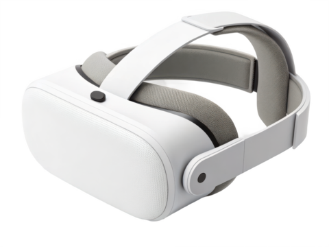 White virtual reality headset isolated on transparent background