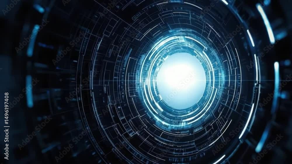 Aufkleber digital abstract art of glowing circular patterns and futuristic technology with bright blue and bla