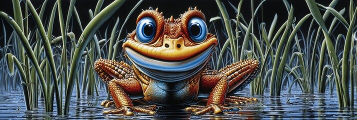 Fototapeta premium Cheerful Amphibian Portrait