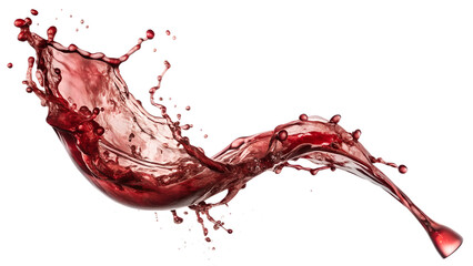 red wine pouring into glass isolated on white background. PNG Transparent file type with high definition quality And vibrant color grading Available.