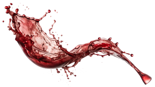 red wine pouring into glass isolated on white background. PNG Transparent file type with high definition quality And vibrant color grading Available.