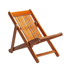 Contemporary Lightweight Wooden Beach Chair Isolated on Transparent Background