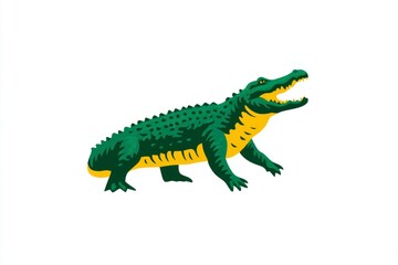 Naklejka premium Illustration of a vibrant green reptile with an open mouth perfect for wildlife nature and e