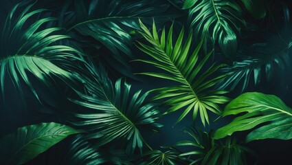 Tropical Leaf, Abstract Green Leaf Texture, Nature Background with Empty Copy Space for Text
