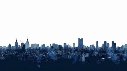 Naklejka premium Modern skyline silhouette, abstract cityscape with urban skyscrapers at sunset, imaginative design background