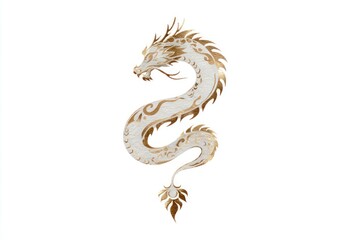 Fototapeta premium Elegant Golden Dragon Artwork with Intricate Patterns and Symbolic Design for Decorative and Cu
