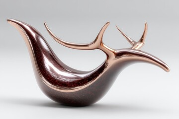 Elegant Abstract Sculpture with Copper and Wooden Texture Modern Art Decor for Home and Office