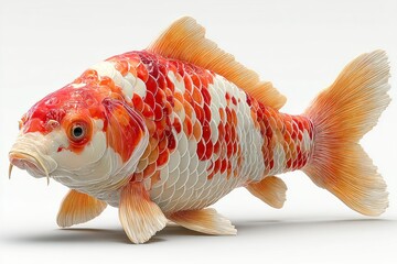 A vibrant detailed goldfish with striking orange and white scales perfect for aquatic themes