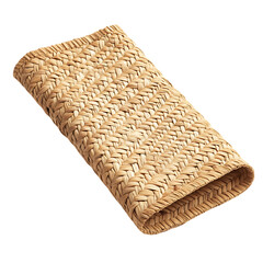 Elegant Minimalist Straw Beach Mat with a Classic W Isolated on Transparent Background