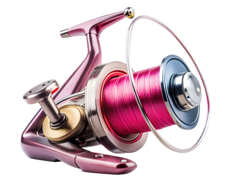 fishing reel isolated on white background. PNG Transparent file type with high definition quality And vibrant color grading Available.