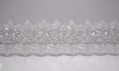 Intricate silver leaf lace edging, soft pastel background, vintage, delicate