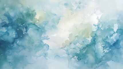 Fototapeta premium Abstract watercolor painting in muted blues and greens.