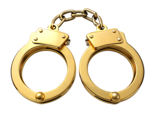 golden handcuffs top view isolated on white background. PNG Transparent file type with high definition quality And vibrant color grading Available.
