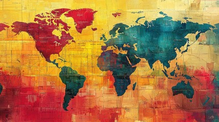 Fototapeta premium Colorful World Map Design with Abstract Background and Overlay