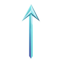 Sleek Arrow with Smooth Gradient Transitions in Icy Isolated on Transparent Background