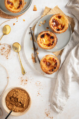 Pastel de Nata with Vanilla and Willow. Top view