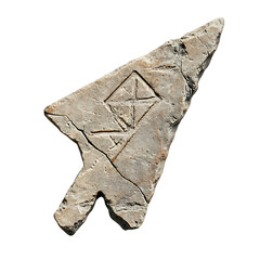 A Cracked Stone Arrow with Phoenician Script Ancient Isolated on Transparent Background