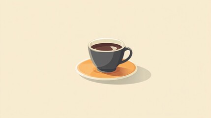Obraz premium Coffee Cup Flat Design Warm Tones Image for Food Enthusiasts