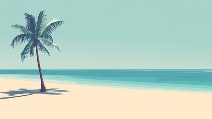 Obraz premium Tropical Beach Palm Tree Scene.