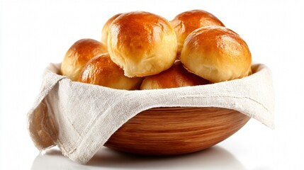 Delicious Dinner Rolls in Isolated White Bowl - Gourmet Food Photography