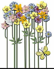flowers with butterflies background