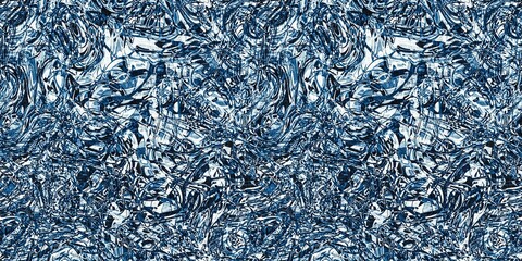 Dye wash indigo blue textur border fabric effect background. Seamless edging trim pattern in masculine Japanese block print style. Perfect for washing tape, ribbon and banner design