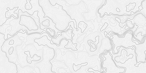 Abstract light gray and white abstract topographic map illustration with contour wavey lines, showing elevation changes and terrain features in a stylized  topo.