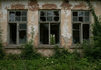 Abandoned Building with Broken Windows