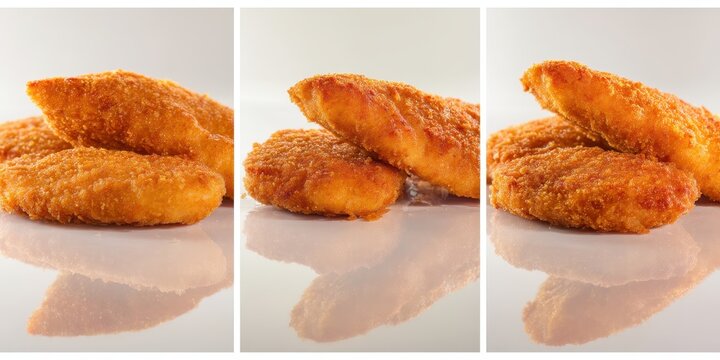 Tr&ecirc;s Fatias de Fil&eacute; de Frango Empanado - Composi&ccedil;&atilde;o em Tr&iacute;ptico