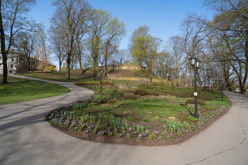 Bastion Hill city park (Bastejkalns Park) in Riga, Latvia	