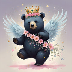 party dance! king black bear , a floral angel