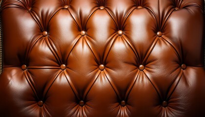 Fototapeta premium a close up of a tufted leather armchair in a rich brown color