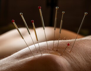 acupuncture needles on skin alternative therapy for healing and wellness