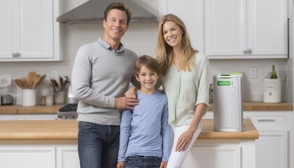 Fototapeta premium Família feliz na cozinha moderna