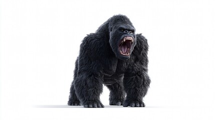 King Kong 3D Animation on White Background - Powerful Ape Illustration