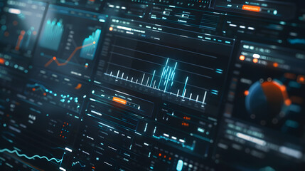 Fototapeta premium Dynamic data visualization dashboard tech environment digital graphics analytical insights futuristic viewpoint