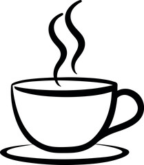
Hot Coffee Cup: Simple Black and White Outline Icon
