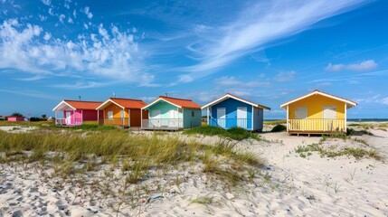 Explore vibrant beach houses nestled on golden sands, perfect for your summer retreat by the sea.