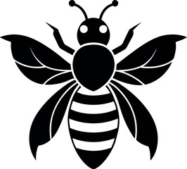 Bee silhouette vector icon on transparent background
